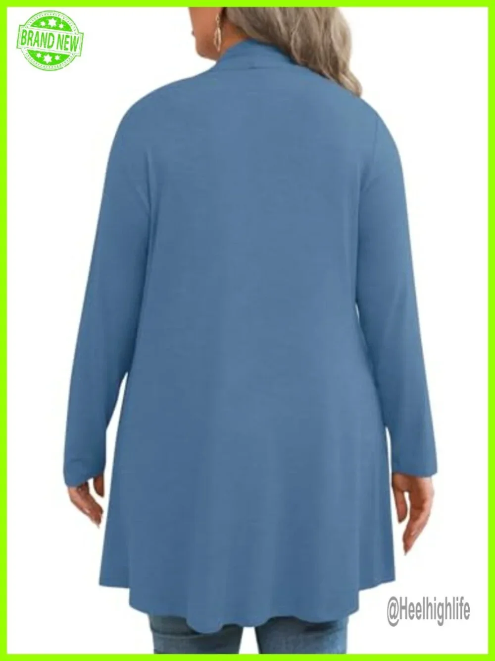 Lightweight Open Front Cardigan Long Sleeve Flowy Hem Plus Size 1X-5X
